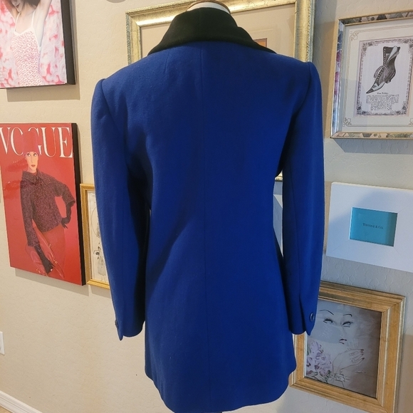 Vintage Halston III 80's Union Label Royal Blue and Black Wool Blazer - Picture 7 of 9